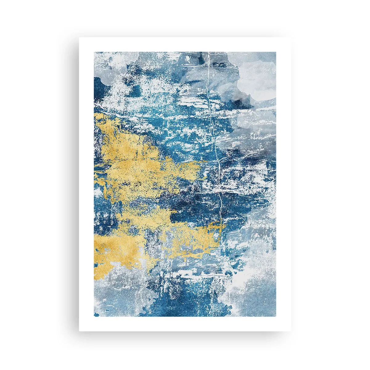 Affiche - Poster - Composition abstraite de texture bleue et dorée - 50x70cm - Abstraction du temps - Décoration murale moderne pour le salon et la chambre ARTTOR