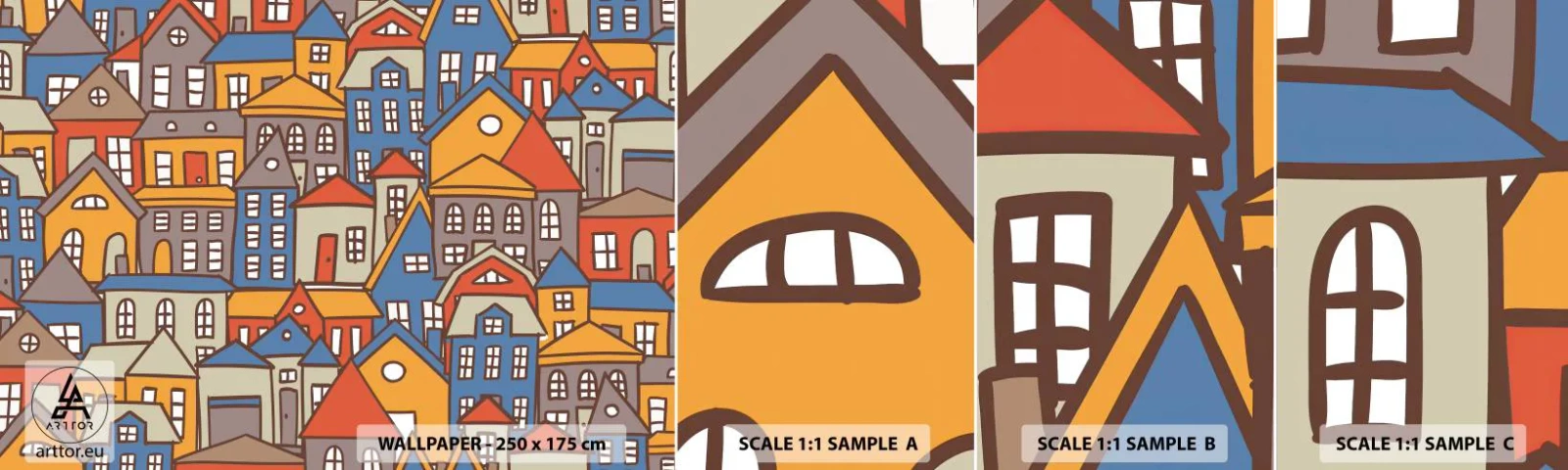 Échantillon de Papier Peint Autocollant Deluxe Sticker - Derrière la maison, une maison - Ville, Architecture, Vieille ville - 100x30 cm