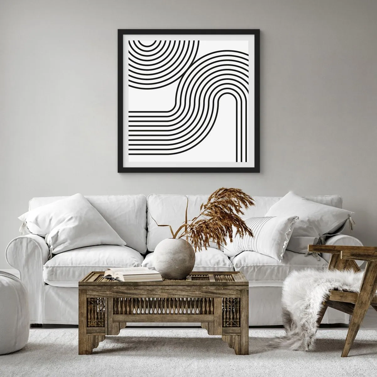 Affiche dans un cadre noir - Poster - En plein virage - 30x30 cm
