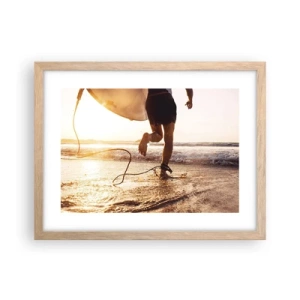 Affiche dans un chêne clair - Poster - A la rencontre des vagues - 40x30 cm