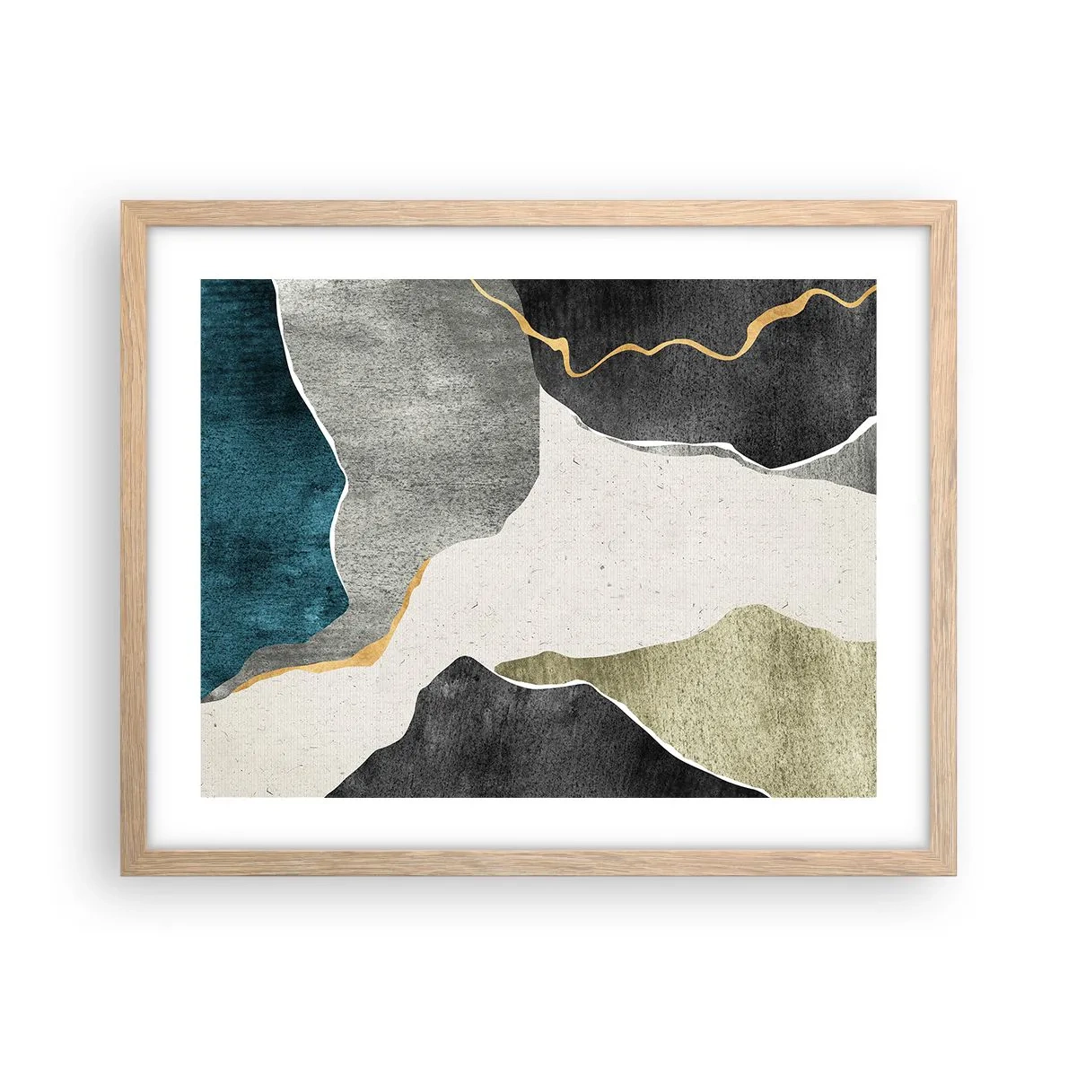 Affiche dans un chêne clair - Poster - Composition mosaïque avec un fil d'or - 50x40 cm