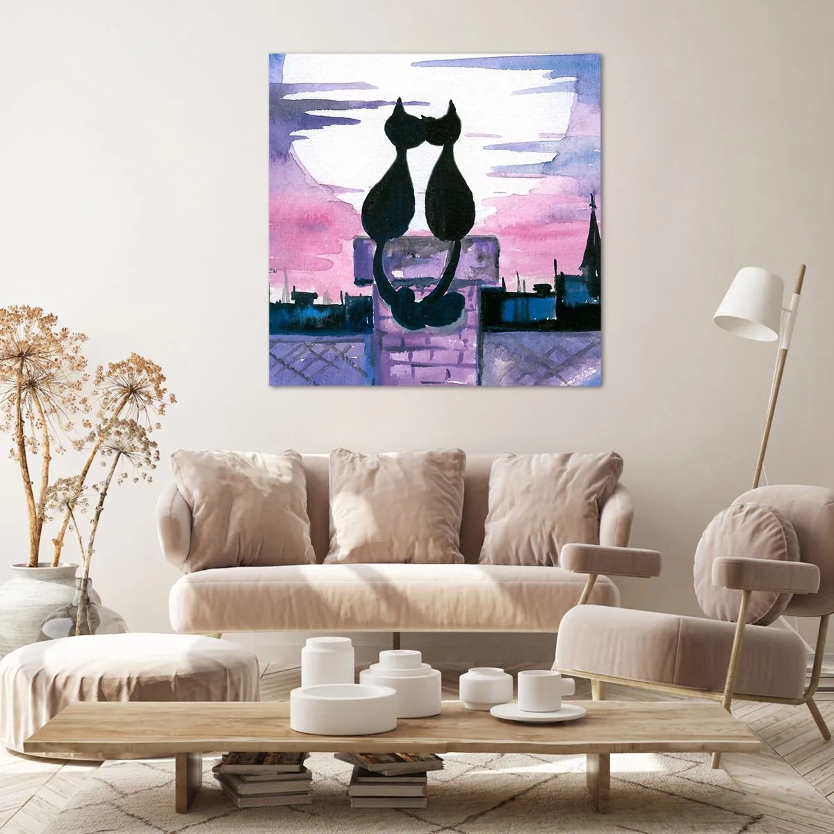 Impression sur toile - Image sur toile - Rendez-vous sous la lune - 70x70 cm