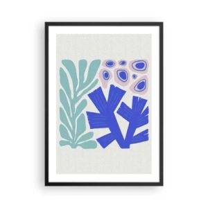Affiche dans un cadre noir - Poster - Graphiques stylisés de plantes et de coraux sous-marins - 50x70cm - Jardin sous-marin - Décoration murale moderne pour le salon et la chambre ARTTOR