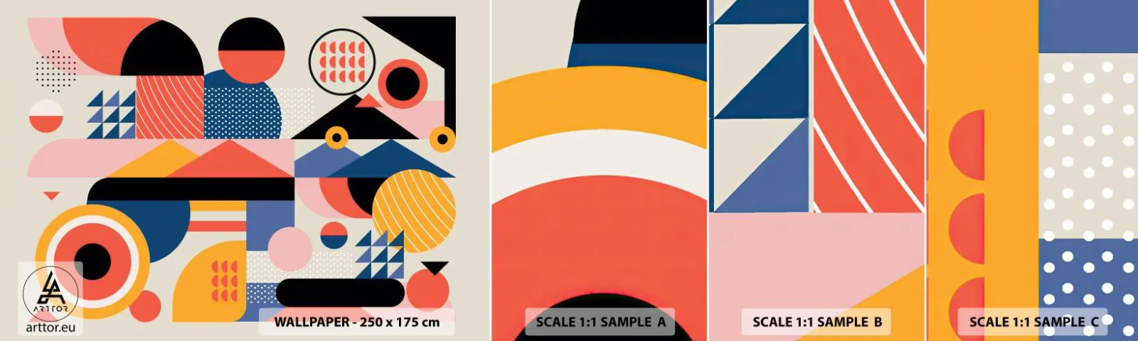 Échantillon de Papier Peint Autocollant Deluxe Sticker - Composition : jouer - Abstraction, Vecteur, Moderne - 100x30 cm