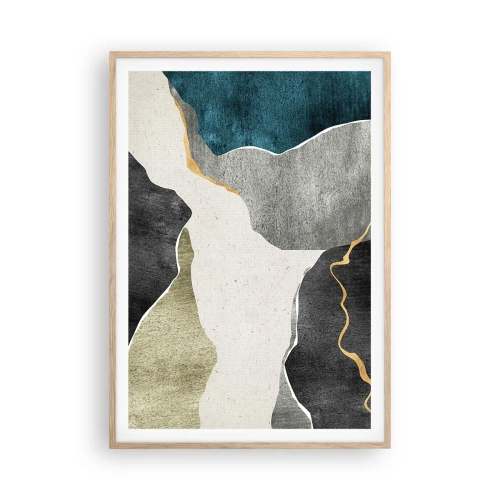 Affiche dans un chêne clair - Poster - Composition mosaïque avec un fil d'or - 70x100 cm