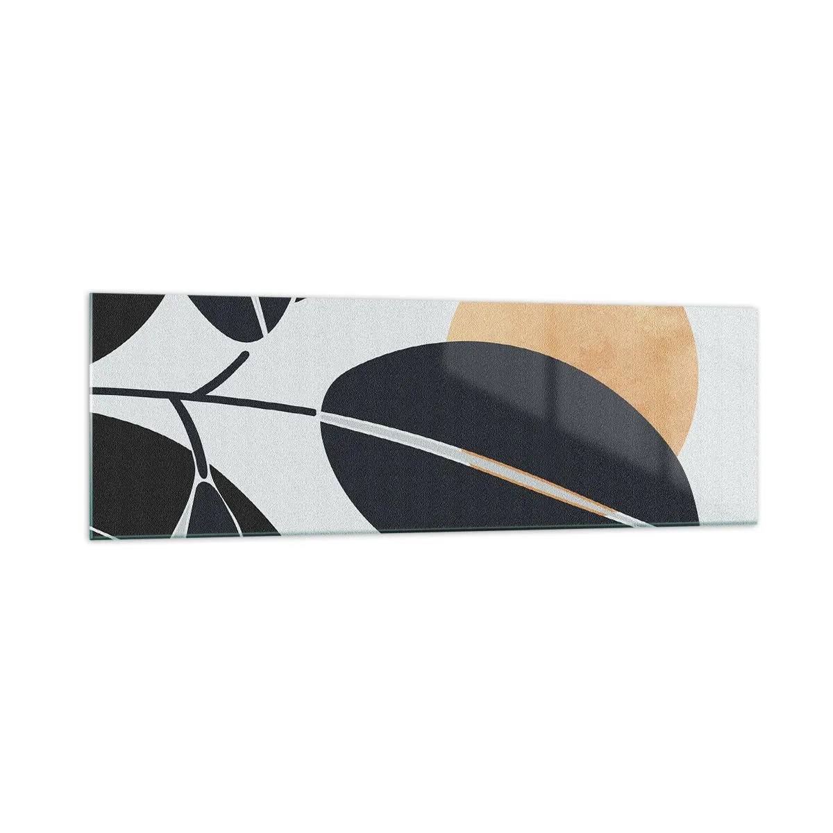 Impression sur verre - Image sur verre - Un motif de feuille minimaliste avec un soleil brillant en arrière-plan. - 160x50cm - Une chaude journée d'été - Décoration murale moderne pour le salon et la chambre ARTTOR