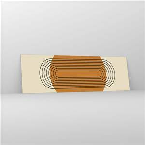 Impression sur verre - Image sur verre - Motif géométrique avec des cercles et des lignes orange - 160x50cm - Plan idéal - Décoration murale moderne pour le salon et la chambre ARTTOR