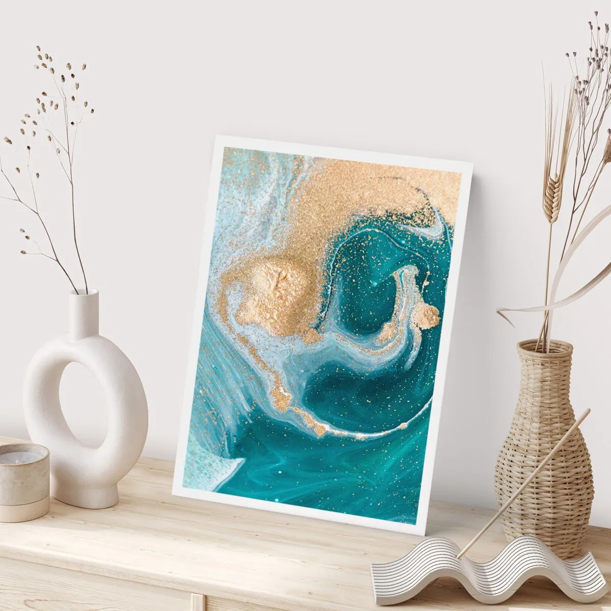 Affiche - Poster - Tourbillon d'or et de turquoise - 30x40 cm