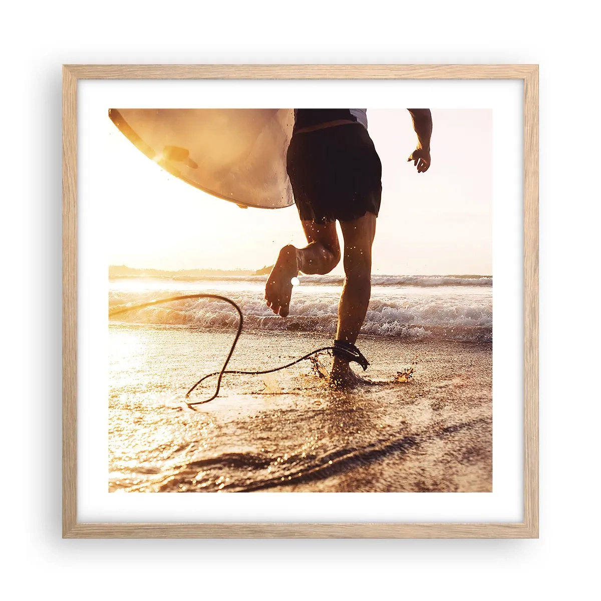 Affiche dans un chêne clair - Poster - A la rencontre des vagues - 50x50 cm