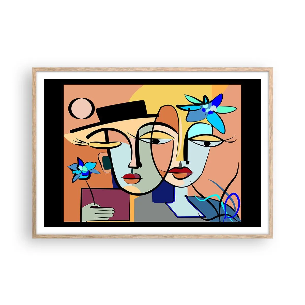Affiche dans un chêne clair - Poster - Le Rendez-vous de Picasso - 100x70 cm