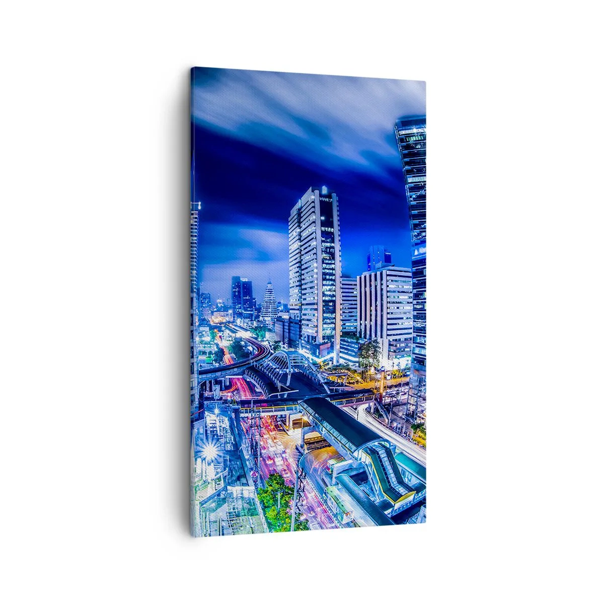 Impression sur toile - Image sur toile - Rythmes de la ville nocturne - 45x80 cm