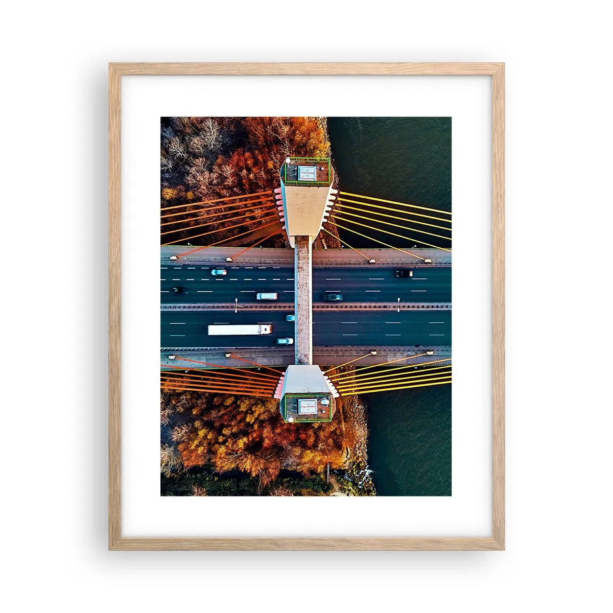 Affiche dans un chêne clair - Poster - Au dessus de l'eau et de la forêt - 40x50 cm