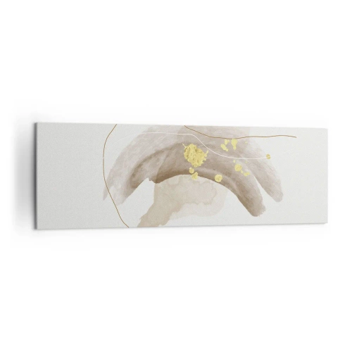 Impression sur toile - Image sur toile - Une composition abstraite dans les tons beige et or. - 160x50cm - rencontré dans l'espace - Décoration murale moderne pour le salon et la chambre ARTTOR