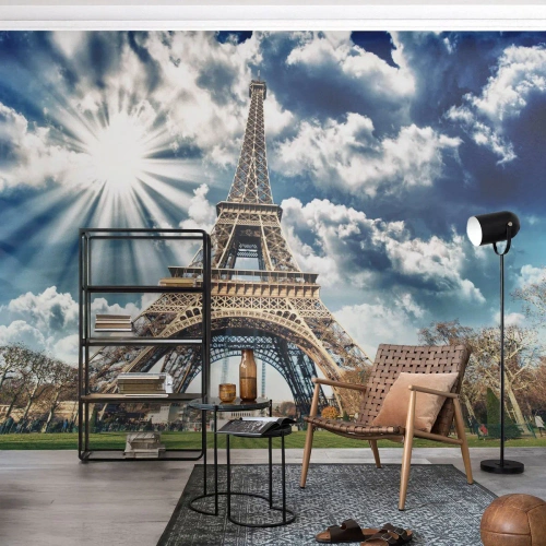 Papier Peint Photo Premium Canvas - La seule et unique sous le soleil - tour Eiffel, Paris, Architecture - 250x175 cm