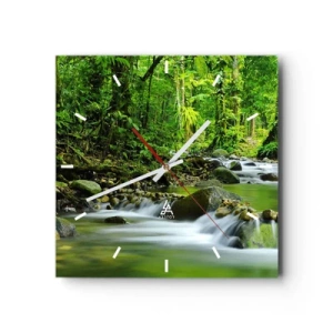 Horloge murale - Pendule murale - Nager dans un océan de verdure - 40x40 cm