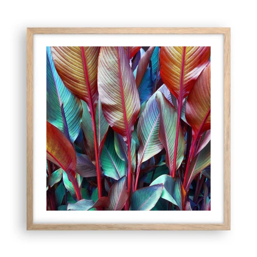 Affiche dans un chêne clair - Poster - Un fourré coloré - 50x50 cm