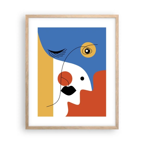 Affiche dans un chêne clair - Poster - Portrait déconstruit - 40x50 cm