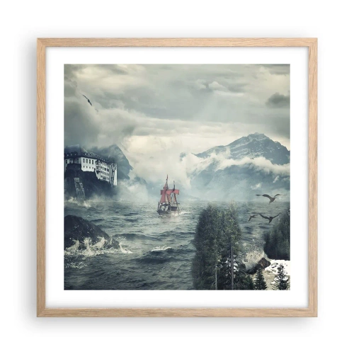 Affiche dans un chêne clair - Poster - Dans l'eau magique - 50x50 cm