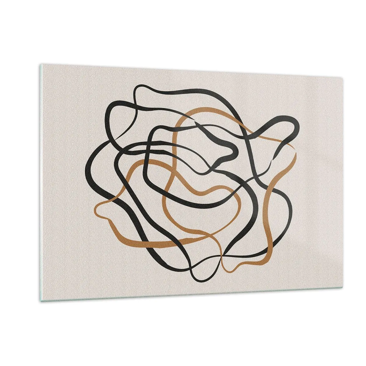 Impression sur verre - Image sur verre - Un enchevêtrement abstrait de lignes noires et brunes. - 120x80cm - Tout s'est mal déroulé - Décoration murale moderne pour le salon et la chambre ARTTOR