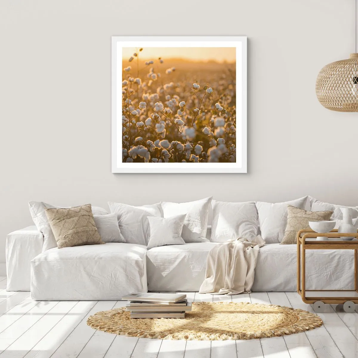 Affiche dans un cadre blanc - Poster - Champ moelleux - 30x30 cm