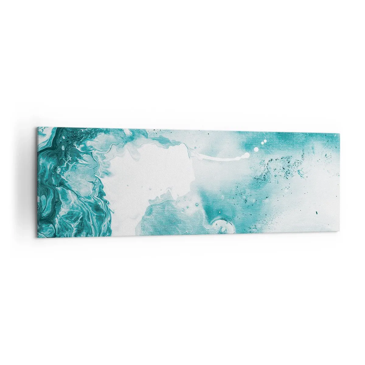 Impression sur toile - Image sur toile - Abstraction dans des tons de bleu avec de délicats accents de blanc - 160x50cm - Marécage bleu - Décoration murale moderne pour le salon et la chambre ARTTOR