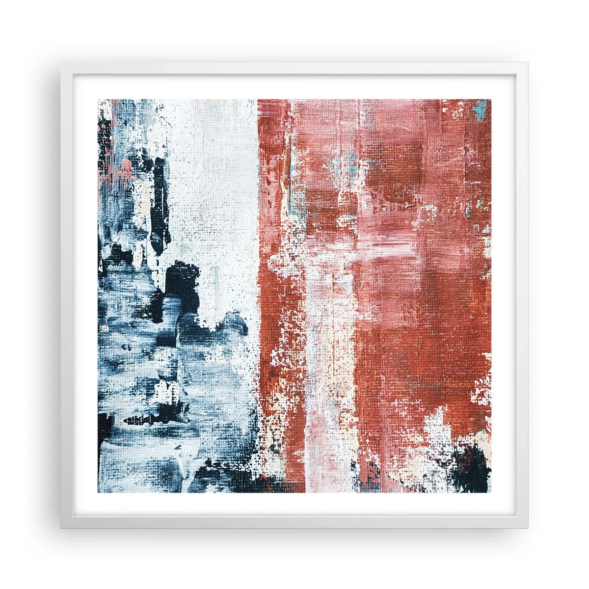 Affiche dans un cadre blanc - Poster - Moitié-moitié abstrait - 60x60 cm