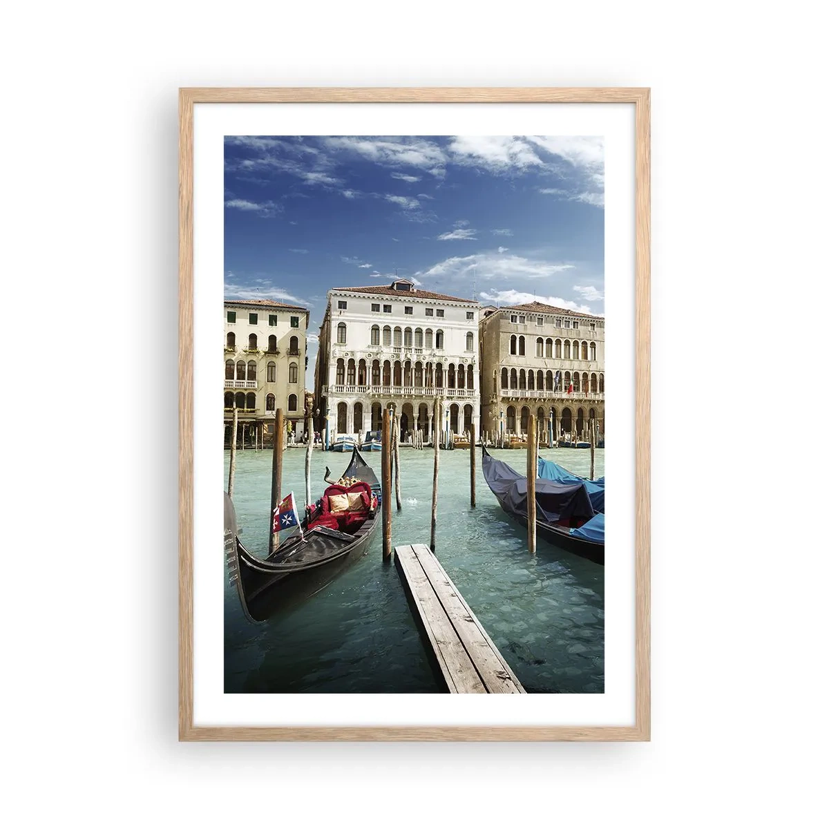 Affiche dans un chêne clair - Poster - Palace bleu ciel - 50x70 cm