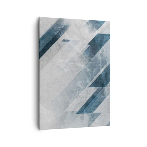 Impression sur toile - Image sur toile - Lignes abstraites dans des tons de gris et de bleu - 50x70cm - Composition spatiale - mouvement gris - Décoration murale moderne pour le salon et la chambre ARTTOR
