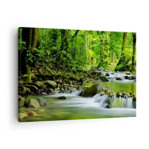 Impression sur toile - Image sur toile - Un ruisseau dans une forêt tropicale luxuriante - 70x50cm - Nager dans un océan de verdure - Décoration murale moderne pour le salon et la chambre ARTTOR