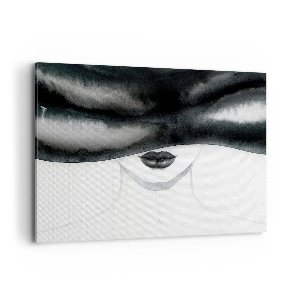 Impression sur toile - Image sur toile - Un portrait subtil d'une femme au visage couvert dans un style monochrome. - 100x70cm - Un mystère sensuel - Décoration murale moderne pour le salon et la chambre ARTTOR
