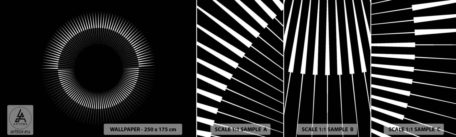 Échantillon De Papier Peint Standard Eco - Soleil noir - Sombre, Soleil, Roue - 100x30 cm