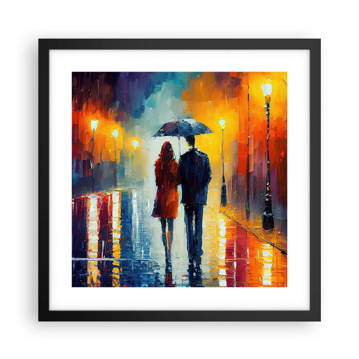 Affiche dans un cadre noir - Poster - Ensemble – une nuit colorée - 40x40 cm