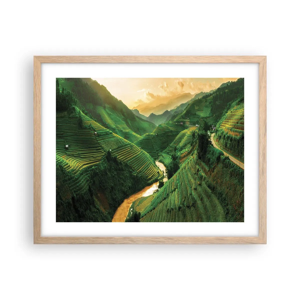 Affiche dans un chêne clair - Poster - Vallée vietnamienne - 50x40 cm