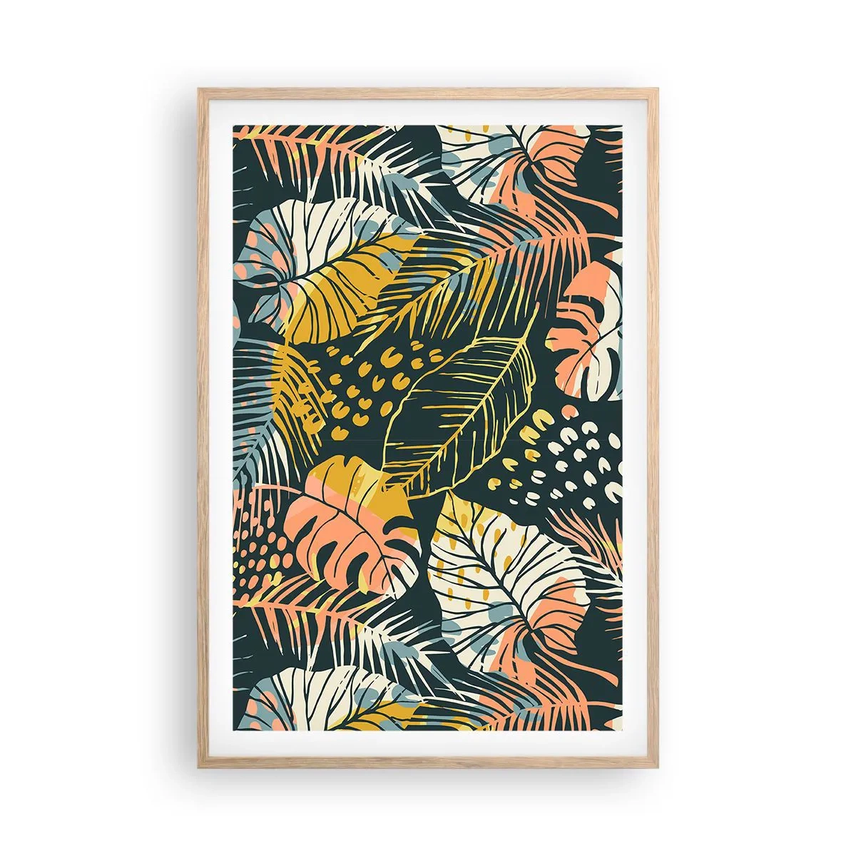 Affiche dans un chêne clair - Poster - Fantaisie feuillue - 61x91 cm