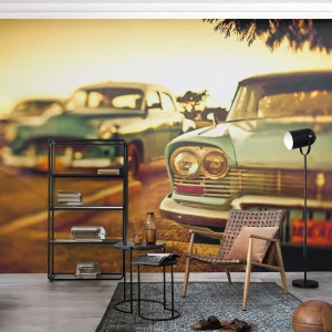 Papier Peint Autocollant Deluxe Sticker - Nous attendrons et verrons - Voiture, Cuba, Automobile - 350x256 cm