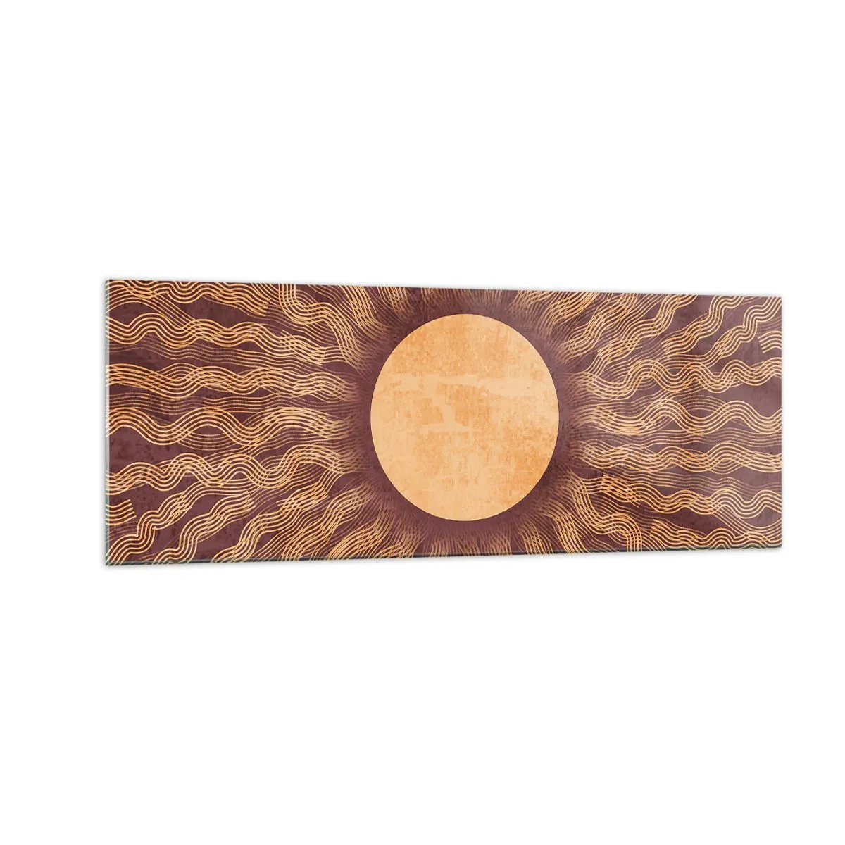 Impression sur verre - Image sur verre - Motif ensoleillé avec des rayons sur un fond dans les tons marron - 140x50cm - Icône du soleil - Décoration murale moderne pour le salon et la chambre ARTTOR