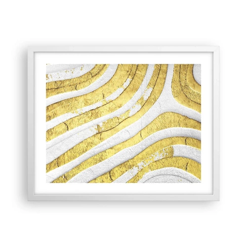 Affiche dans un cadre blanc - Poster - Composition en blanc et or - 50x40 cm