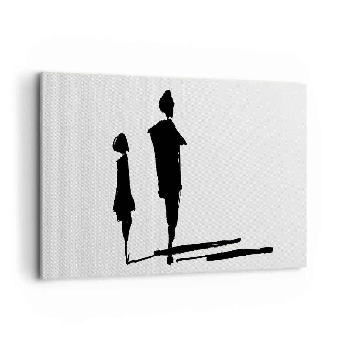 Impression sur toile - Image sur toile - Silhouettes de deux personnes en noir sur fond clair - 100x70cm - Êtes-vous sûr qu'ils sont ensemble ? - Décoration murale moderne pour le salon et la chambre ARTTOR