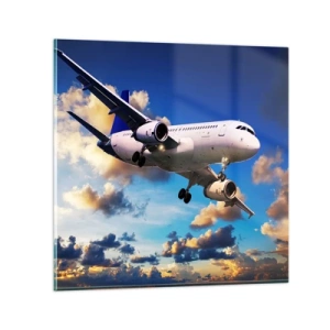 Impression sur verre - Image sur verre - Un voyage en blanc et bleu ciel - 50x50 cm