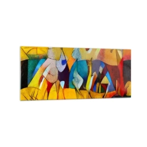 Impression sur verre - Image sur verre - Une abstraction colorée représentant des figures sous une forme géométrique - 120x50cm - Soleil - vie - joie - Décoration murale moderne pour le salon et la chambre ARTTOR