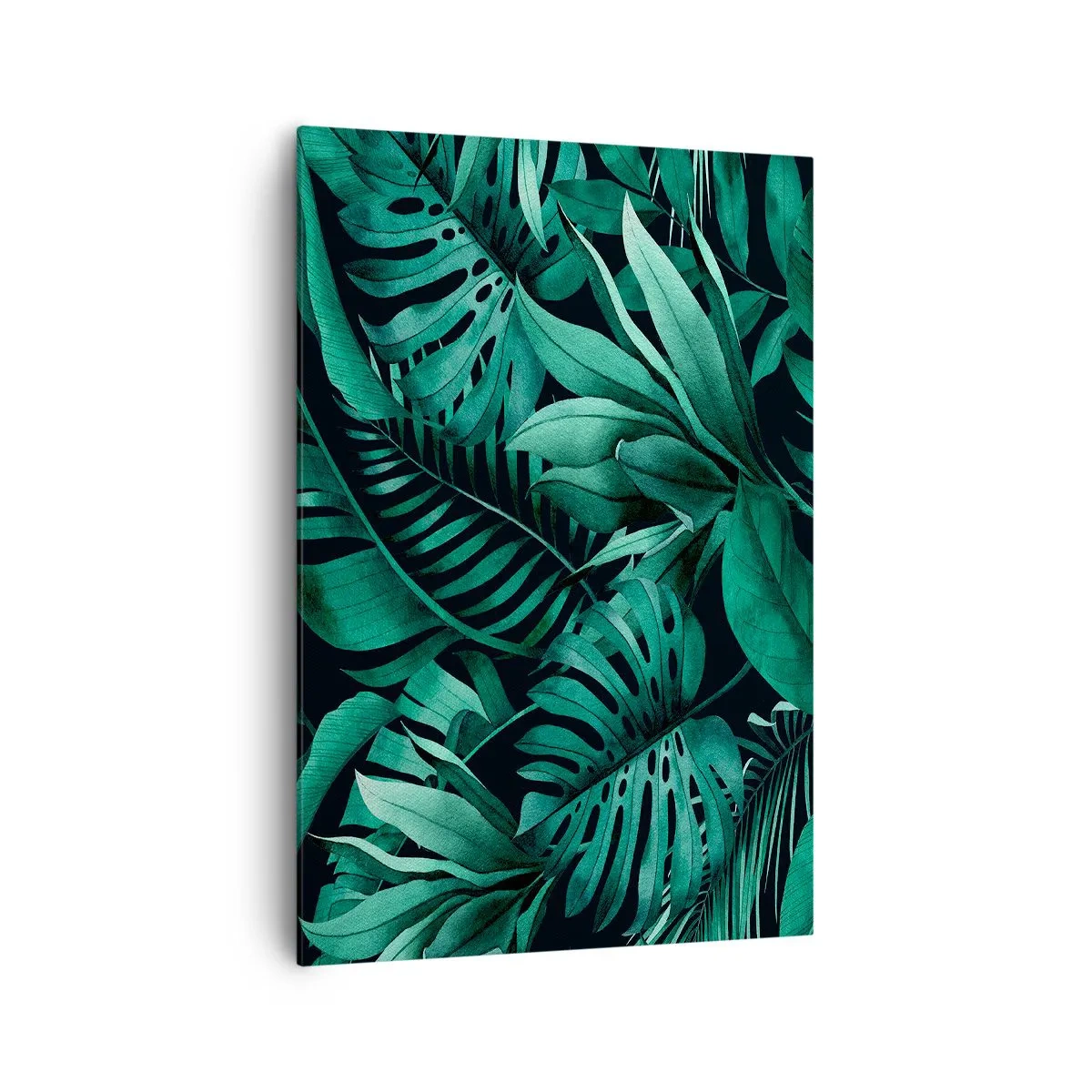 Impression sur toile - Image sur toile - Feuilles tropicales aux nuances de vert intense - 70x100cm - Profondeur du vert tropical - Décoration murale moderne pour le salon et la chambre ARTTOR
