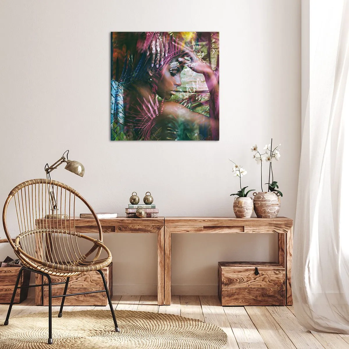 Impression sur toile - Image sur toile - Dame Nature dans la jungle - 40x40 cm