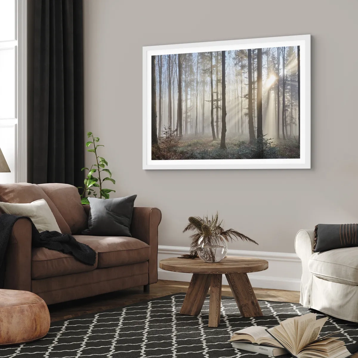 Affiche dans un cadre blanc - Poster - Le brouillard s'est aussi réveillé - 100x70 cm