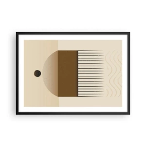 Affiche dans un cadre noir - Poster - Composition géométrique abstraite dans les tons beige et marron - 70x50cm - Différents états - Décoration murale moderne pour le salon et la chambre ARTTOR