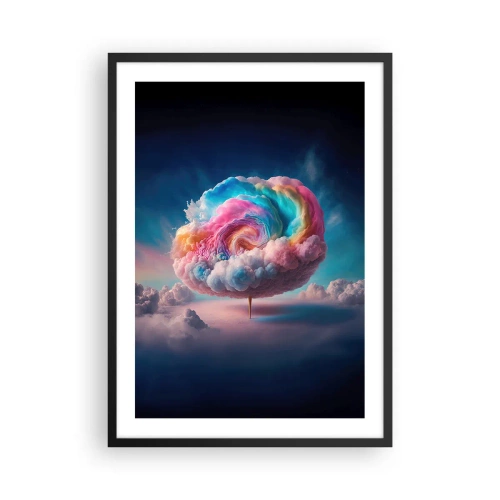 Affiche dans un cadre noir - Poster - Un nuage coloré et abstrait tourbillonnant dans l'espace - 50x70cm - Le rêve d'un parc d'attractions - Décoration murale moderne pour le salon et la chambre ARTTOR