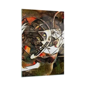 Impression sur verre - Image sur verre - Peinture abstraite avec des cercles et des lignes dynamiques - 50x70cm - Vous entendez le mouvement ? - Décoration murale moderne pour le salon et la chambre ARTTOR