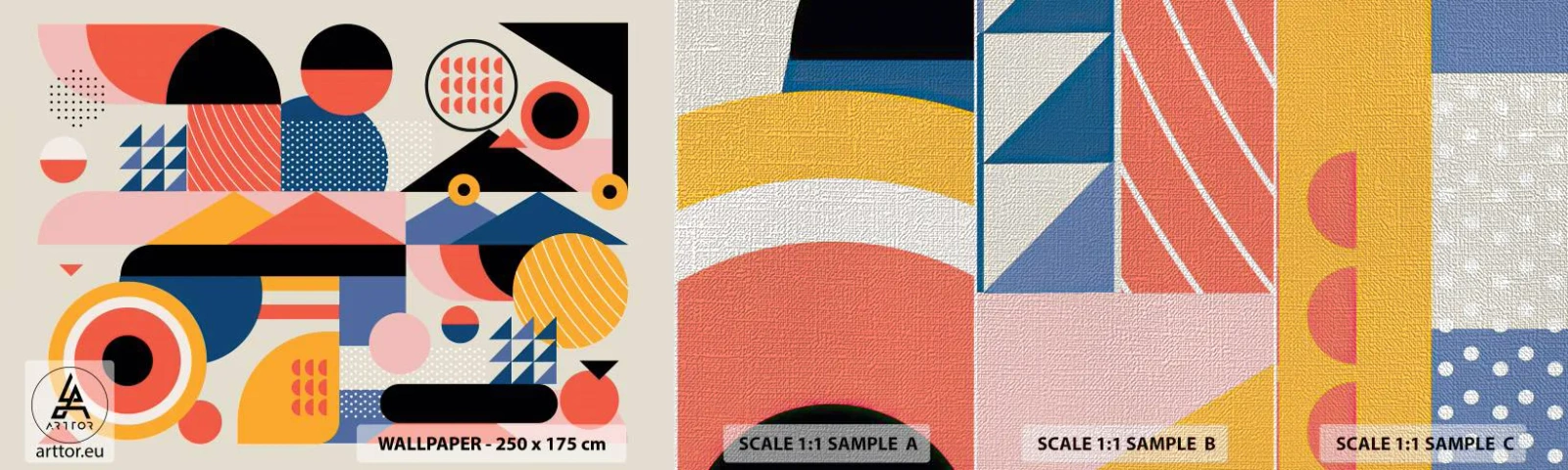 Échantillon de Papier Peint Premium Canvas - Composition : jouer - Abstraction, Vecteur, Moderne - 100x30 cm