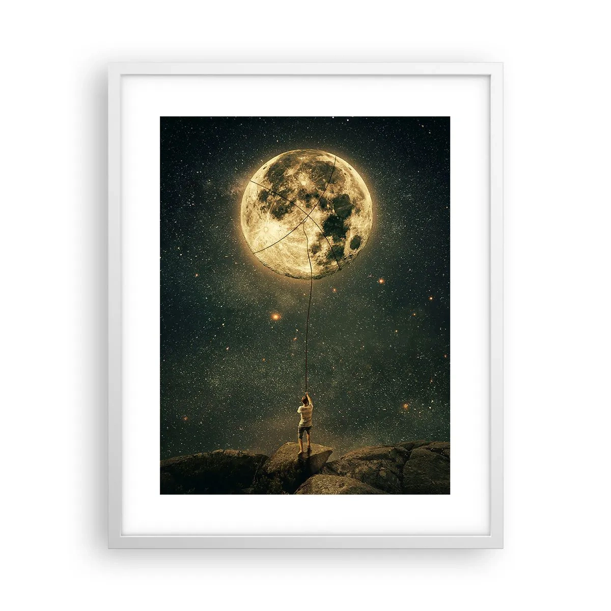 Affiche dans un cadre blanc - Poster - Celui qui a volé la lune - 40x50 cm