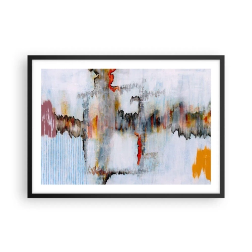 Affiche dans un cadre noir - Poster - Motif abstrait aux couleurs vives sur fond clair - 70x50cm - Un bâton sur l'eau - Décoration murale moderne pour le salon et la chambre ARTTOR