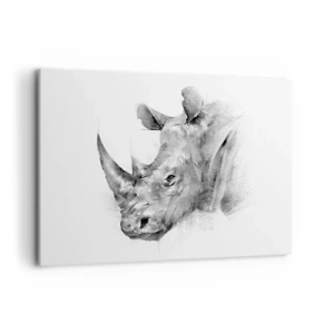 Impression sur toile - Image sur toile - Portrait artistique d'un rhinocéros en noir et blanc - 120x80cm - Potrait africain - Décoration murale moderne pour le salon et la chambre ARTTOR